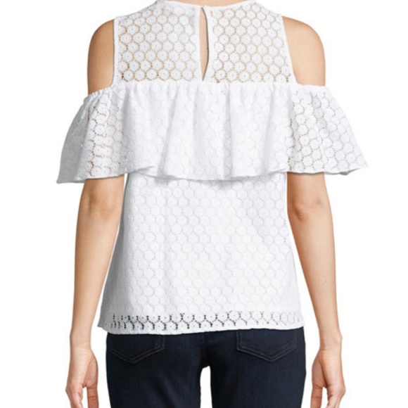 Michael Kors Lace Cold-Shoulder Ruffle Blouse - Picture 2 of 2